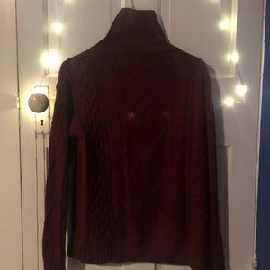 H&M Red Heavy Crocheted Cozy Turtleneck